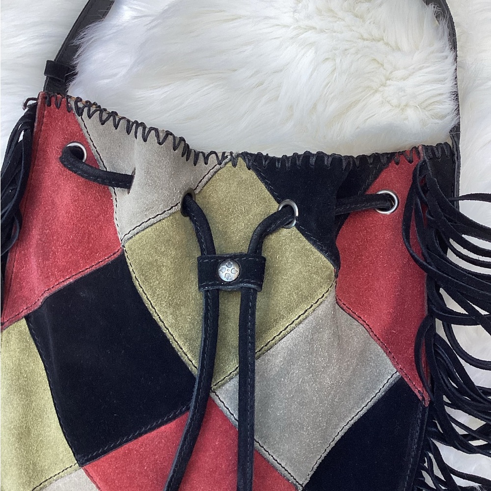 Patricia Nash Carrara Patchwork Suede Fringe Drawstring Bag - Picture 4 of 10